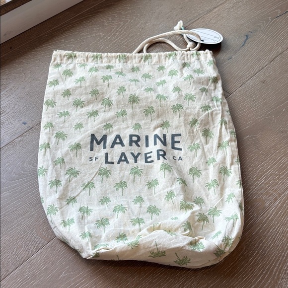 Marine Layer Cream and Green Drawstring Bag - Picture 3 of 3